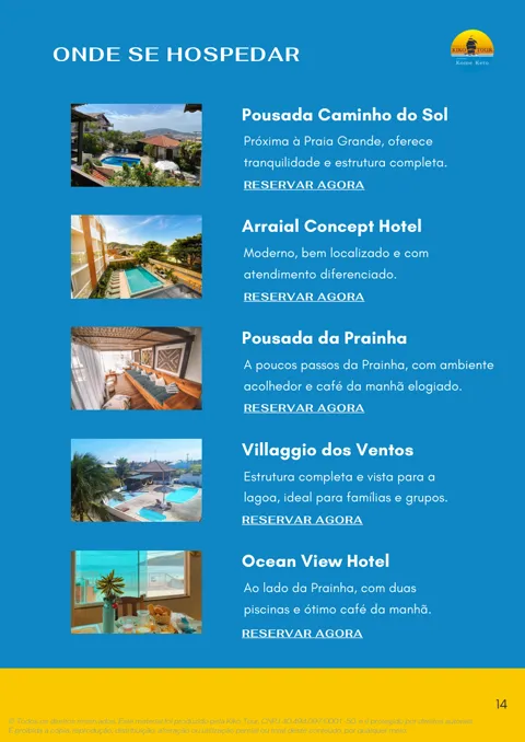 Página de sugestões de hospedagem